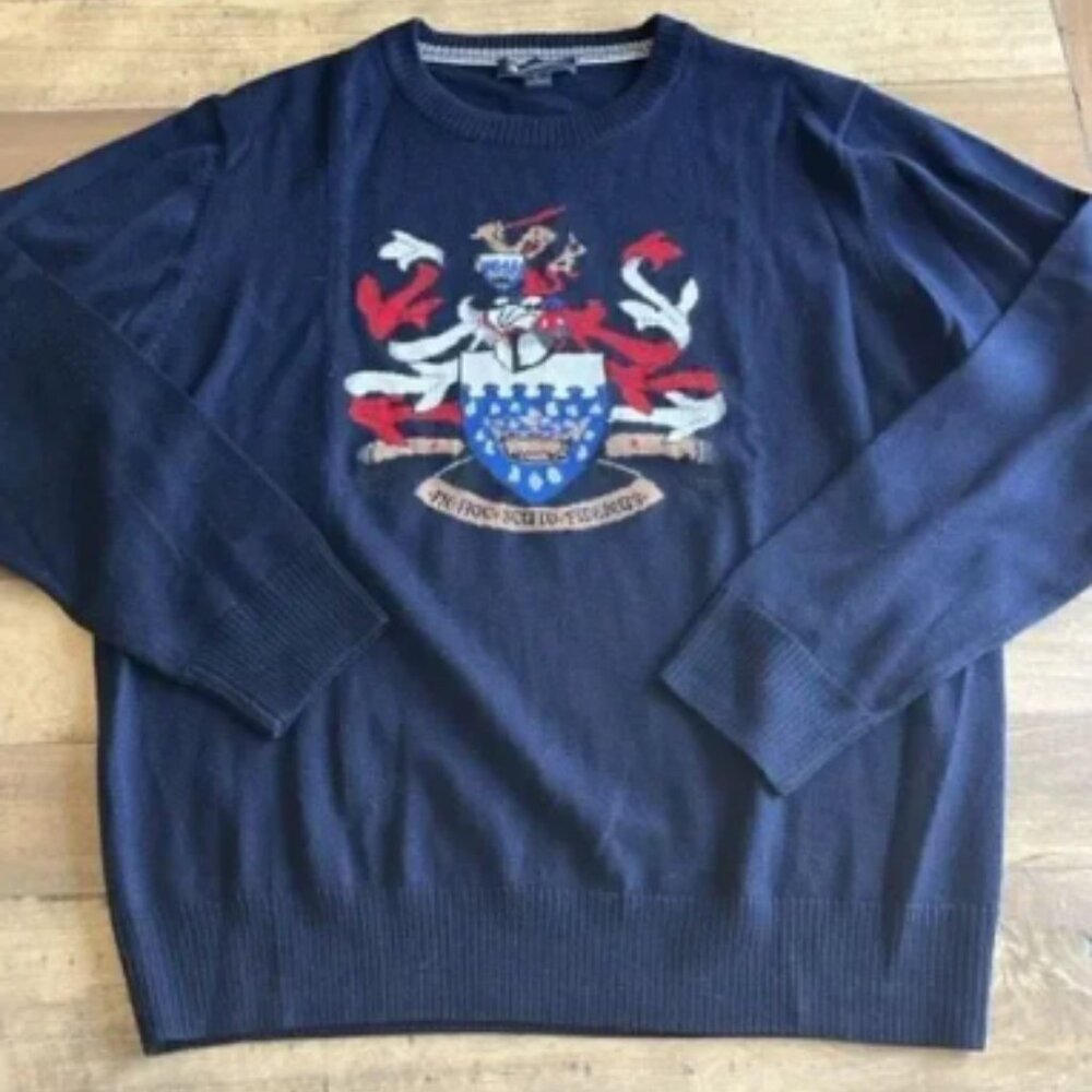 Aquascutum Mens Navy 100% Merino Wool Sweater - size Large